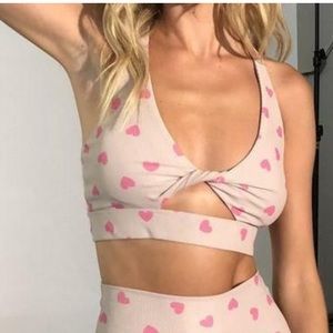 Beach Riot - Twist Sports Bra in Taupe Heart